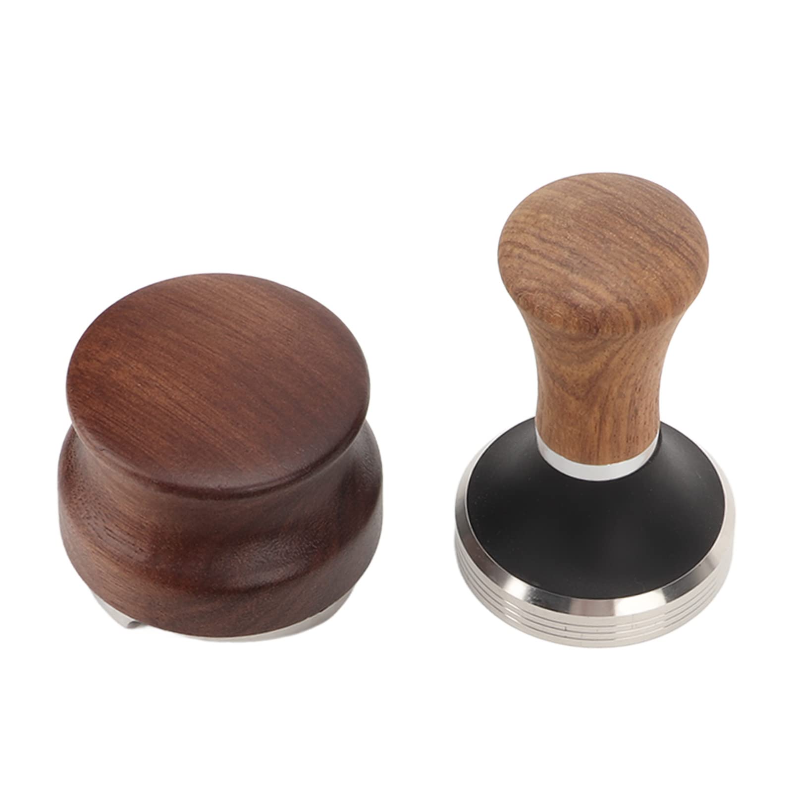 3-teiliger Kaffee-Manipulationshalter, Walnussholz-Gummi-Edelstahl-Bootsförmiger Verteilerständer, Premium-Kaffeezubehör mit Tamper und Verteiler für Barista, Kaffeebar, Küche (Für 51/53-mm-Basis,