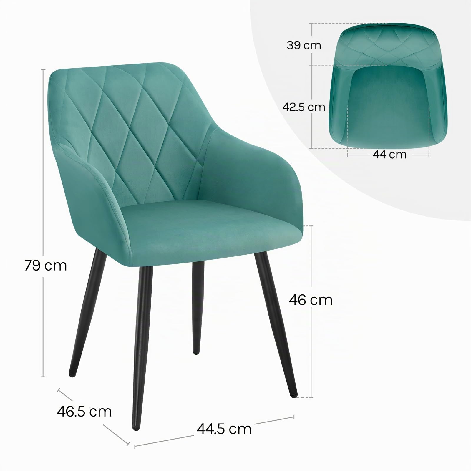 WOLTU Sillas de Comedor,Terciopelo,Turquesa