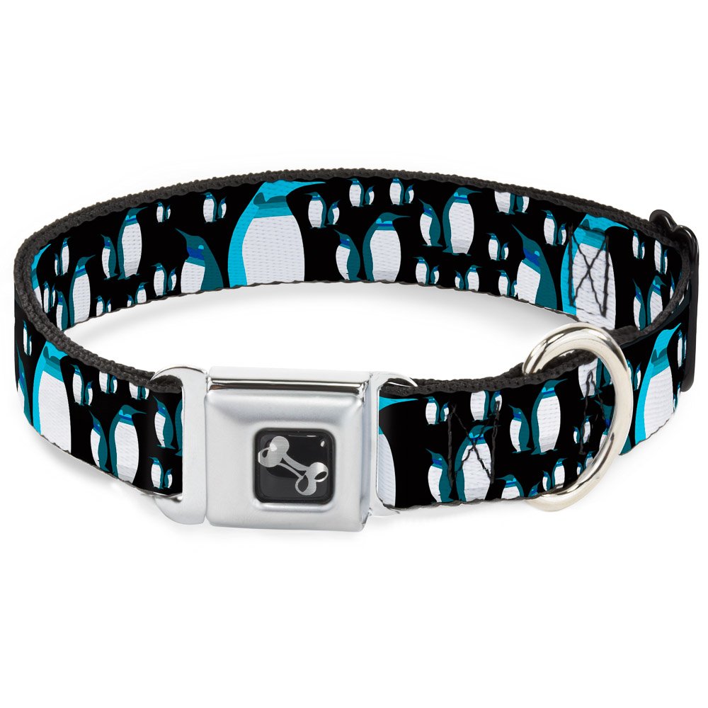 Collier de chien Buckle Down anti irritation pingouins gris bleu 15-66 cm