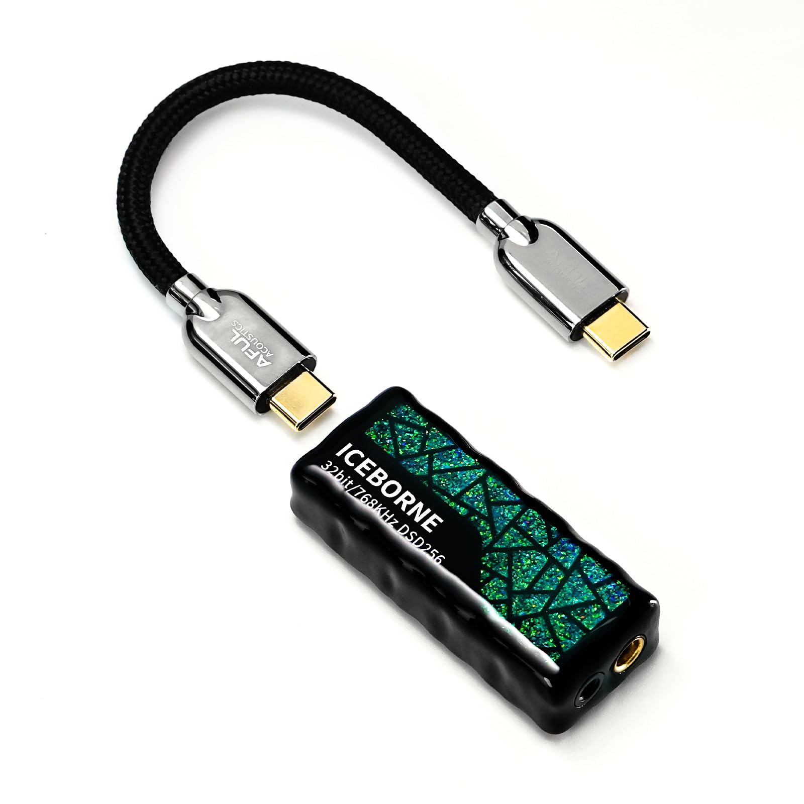 HiFiGo AFUL ICEBORNE tragbarer DAC-Kopfhörerverstärker, Zwei CS43198 DAC Chips, 32 Bit/768 kHz PCM und DSD256, USB 2.0 mit 3,5mm-Single-Ended- & 4,4mm-Symmetrieausgängen, Gehäuse aus Kunstharz