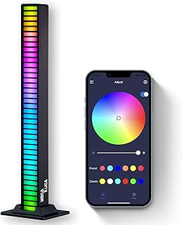 Rhythm RGB Light Bar, Mini Rechargeable Music Sync Voice Activated Colorful LED Lighting, 40 Bit Ambient Sound SR, Portable Multicolor Light Decor for Home, Gaming, TV, PC, Car, Party, DJ Studio