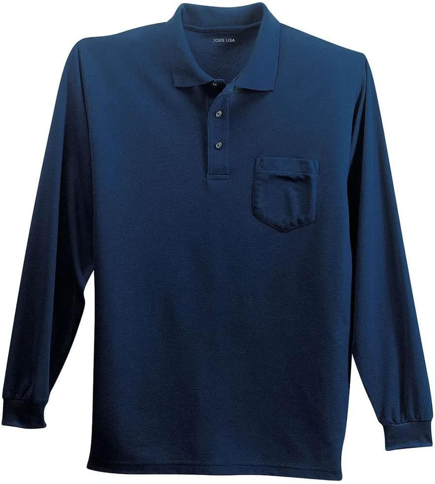 Men's Long Sleeve Silk Touch Pocket Polos in Regular, Big & Tall Sizes