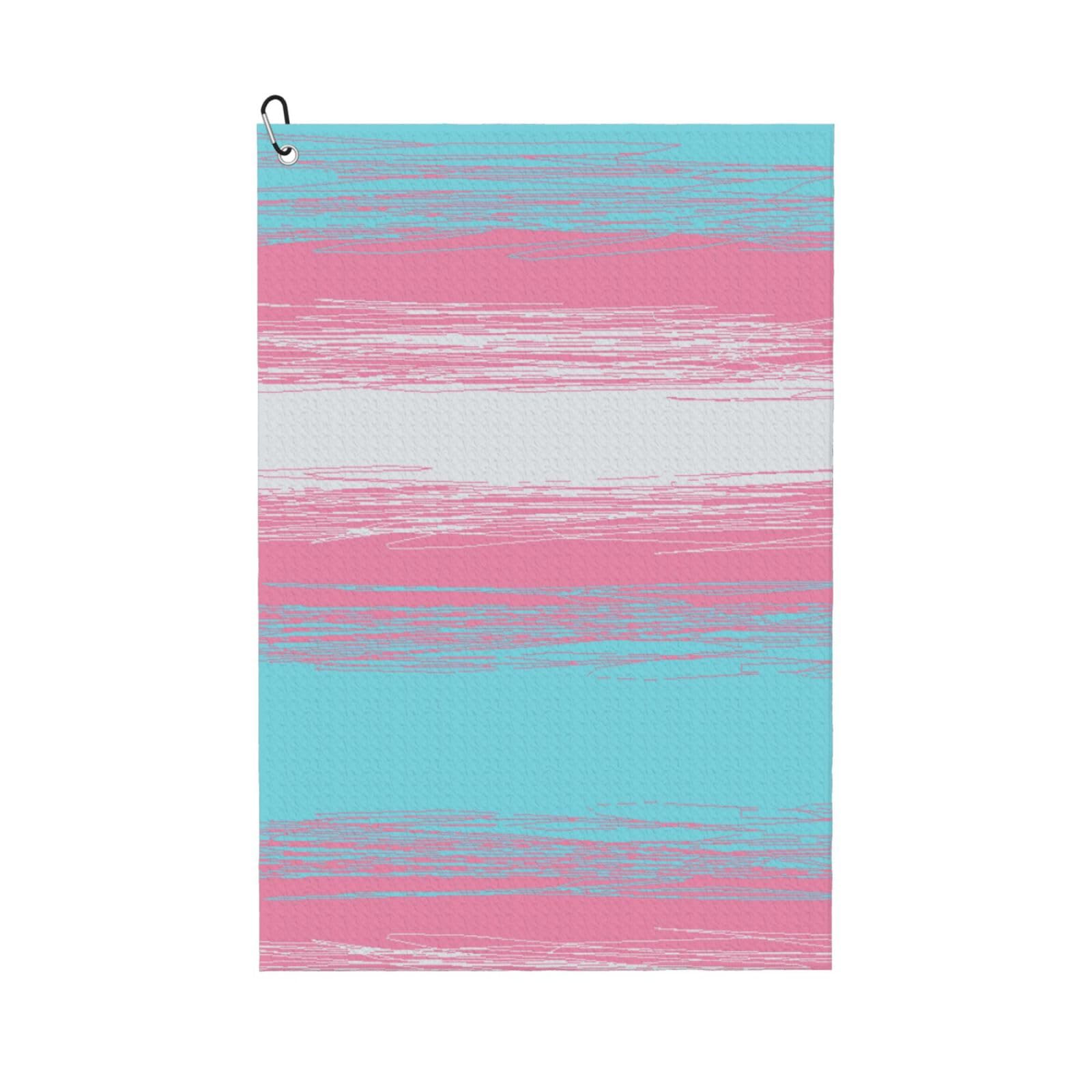 peiyeety Transgender Flag Pattern Microfiber Golf Towel with Carabiner Clip, 16x24 Inch Absorbent Waffle Weave Towel for Golf Bags