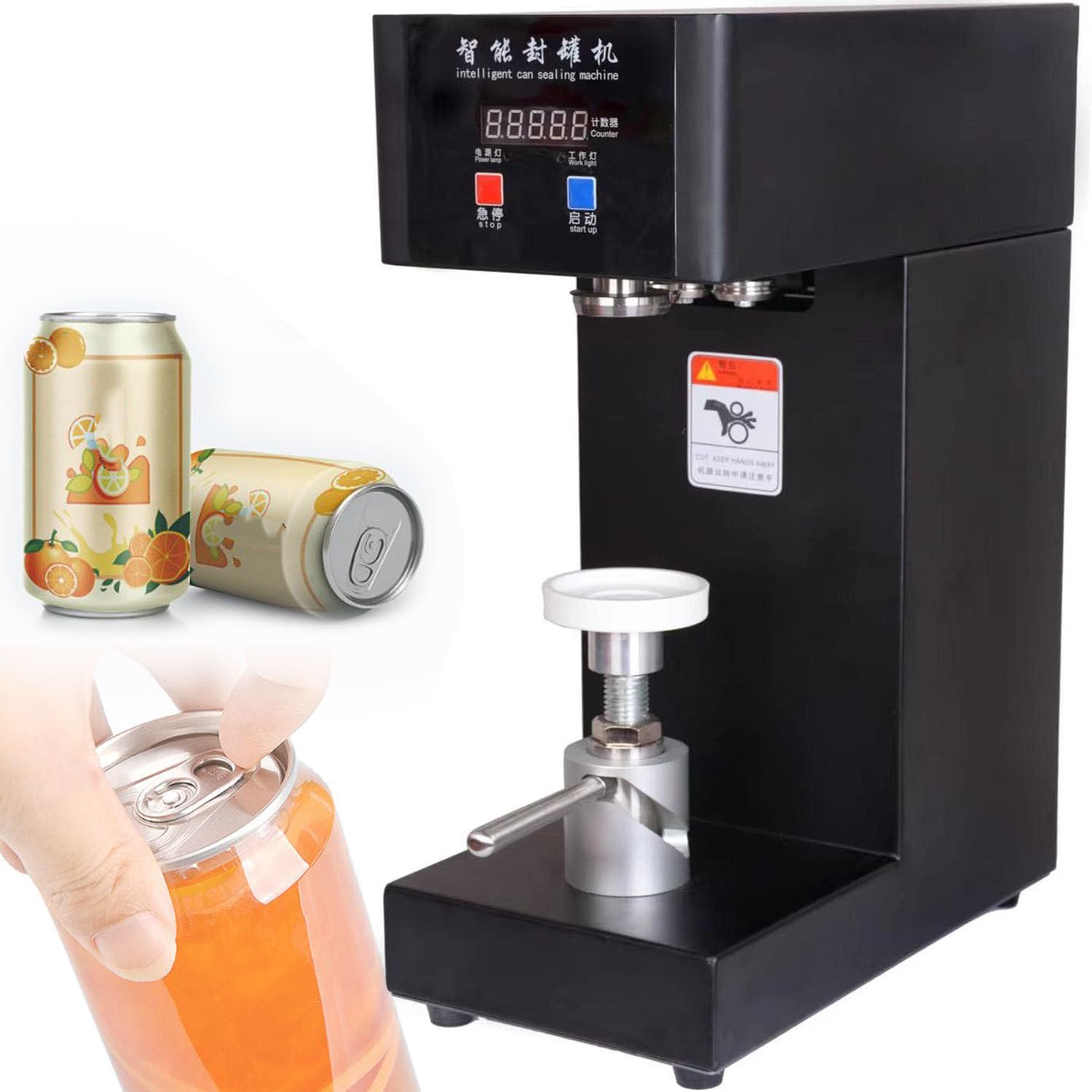 AYCDL Automatic Can Sealing Machine, 180W Electric Cup Sealer, Tin Can Seamer with Smart Counter for Home Brewing,Black