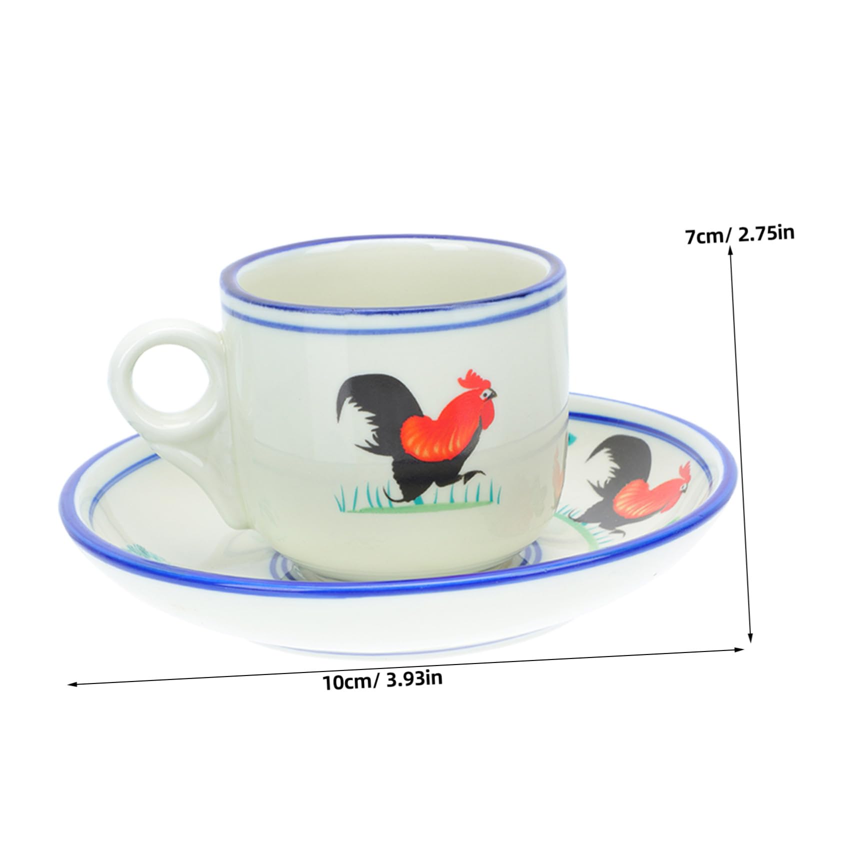 COLLBATH Retro Emaille Kaffeetasse mit Hahn Motiv Hitzebeständiger Griff und Sicher Runder Rand Geschenk für Feiertage Vintage Stil mit Filigraner Verarbeitung