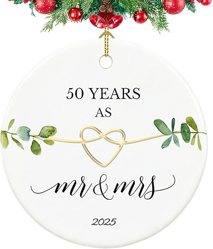 Adorno de 50 aniversario, regalos para 50 aniversario de boda, 50 años, regalos de pareja para padres, parejas, 3 pulgadas, 50 años como adorno de