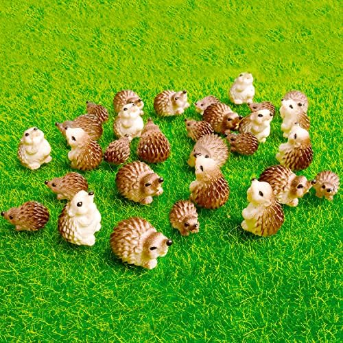 Aydinids 30 Pcs Mini Hedgehog Figurines Miniature Hedgehog Realistic Forest Animal Models for Fairy Garden Moss Landscape DIY Garden Decor