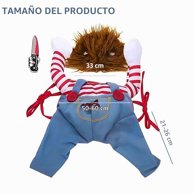 Foto 2 de 6 de 1 pieza de ropa mortal para perros, peluca de Halloween para mascotas, juego de rol divertido espeluznante