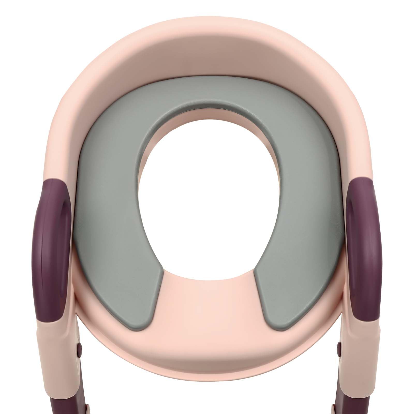 Riduttore WC 6 velocità altezza riduttore WC bambino con pedana regolabile sedile WC per bambini pieghevole rialzo WC bambino per età 2-7 anni (rosa)