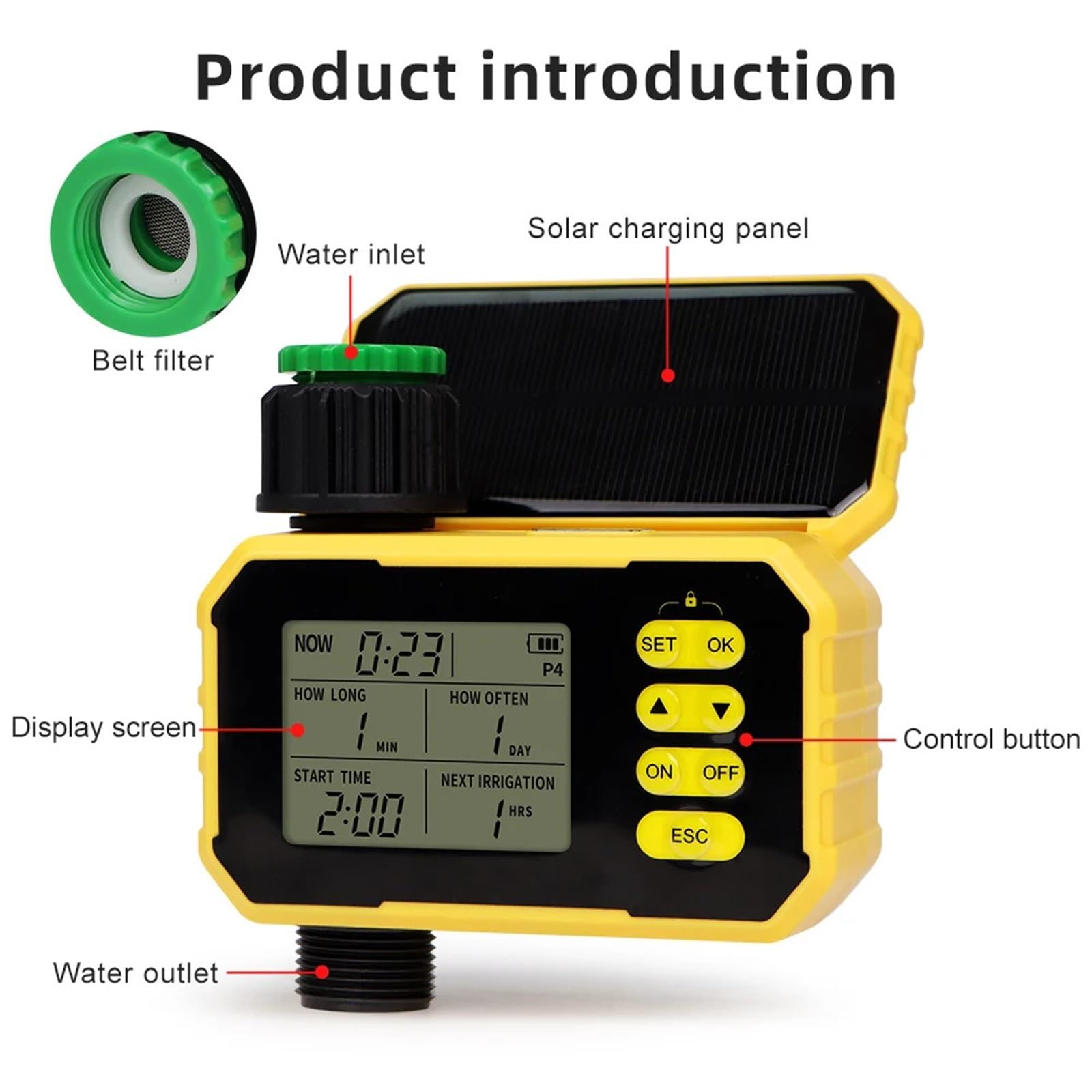 1 timer for irrigazione a uscita, timer for l'irrigazione solare intelligente, irrigazione temporizzata impermeabile, controller for irrigazione automatica for prato da giardino