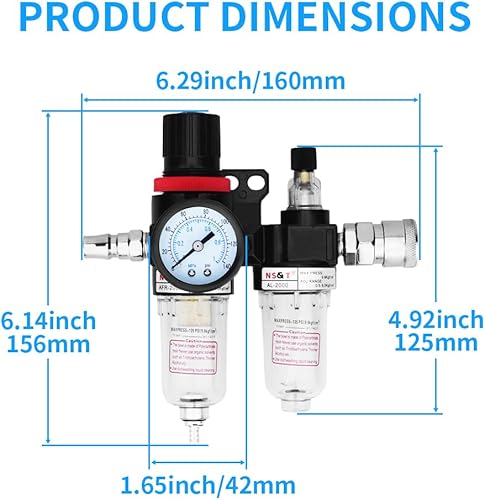 Miniatura 9 de AR2000 14 pulgada G aire compresor accesorios regulador de presión para sistemas de aire comprimido, ajuste 0 a 145 psi