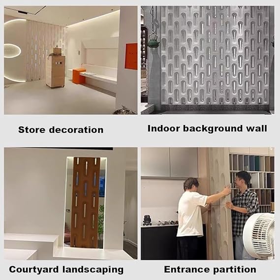Etlegor PU Hollow Component Bricks Partition Wall Panel, Room Divider Panel Privacy Screen Grid Blocks Hollow Art Background Wall for Bedroom Dining Sitting Hotel 1PCS(Dark Grey)