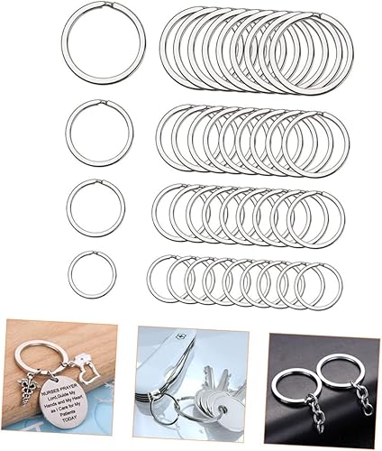Miniatura 5 de EXCEART 160 Pcs Key Ring Key Rings for Keychains Nickel Plated Flat Circle Stainless Steel