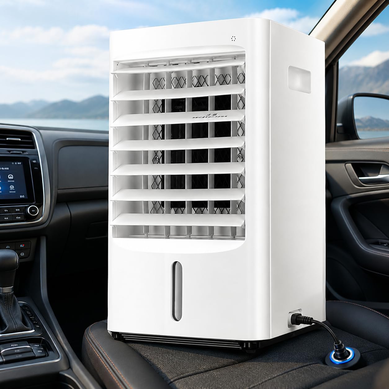 Sushangmao 4 in 1 Portable Air Conditione for Car, 12V/24V Evaporative Air Cooler with 4L Water Tank, 3 Speeds, Remote Control, Timer, Oscillating Cooling Fan for RV Truck Camping 24V