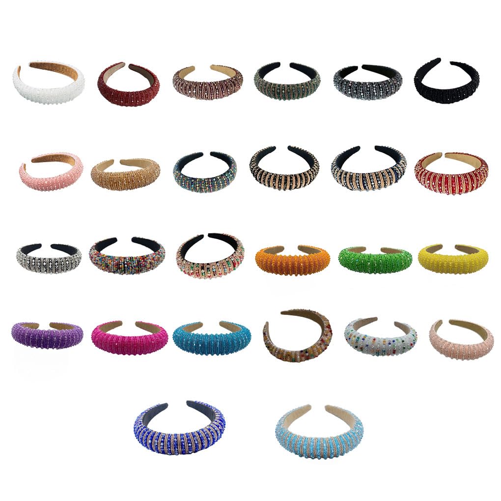 Lot de 10 bandeaux à cheveux en perles de cristal bohème épais style baroque accessoires de coiffure cadeau pour femme fête plage blanc or