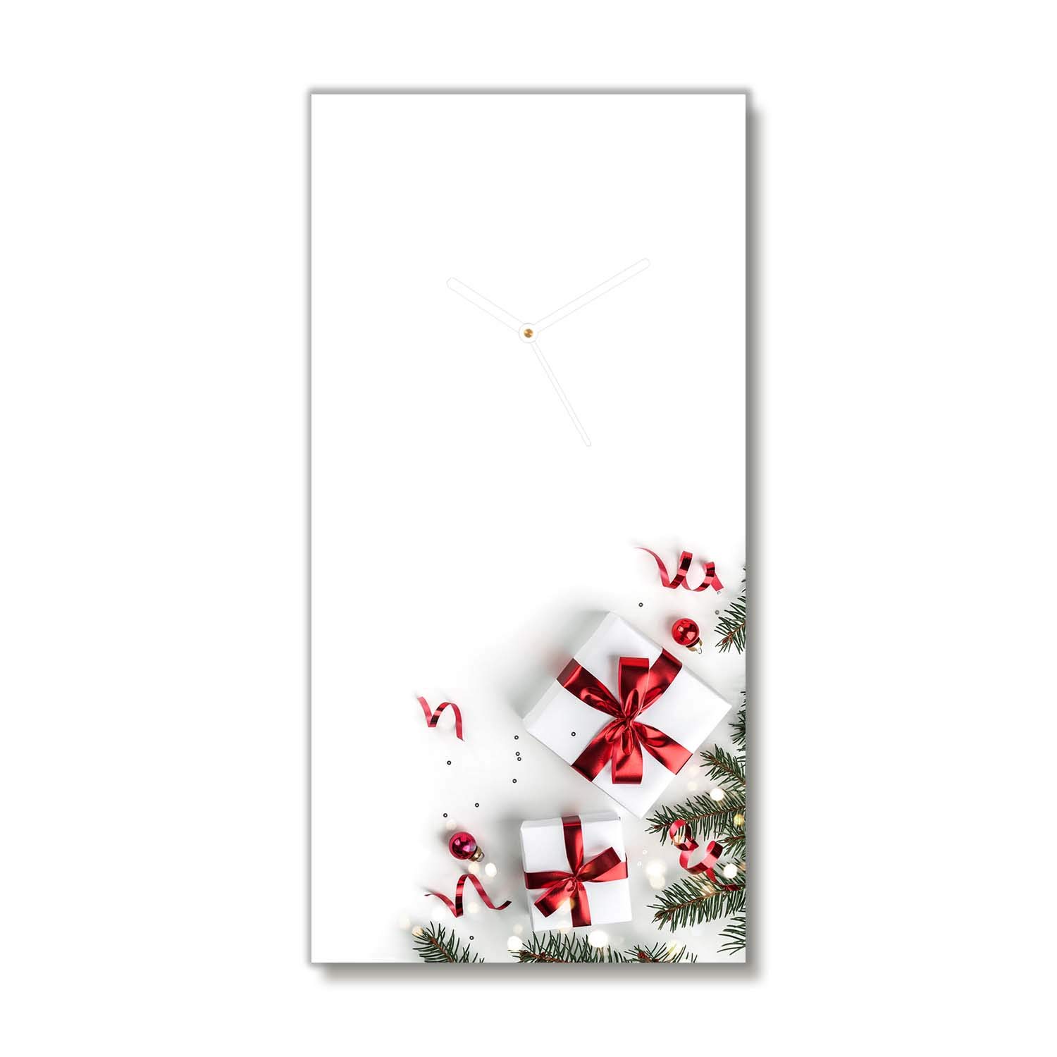 Tulup Zegar Świąteczny Szklany Zegar Ze Szkła Boże Narodzenie Prezent Święta Dekoracja Świąteczna Na Ścianę 30x60cm Białe Wskazówki Ścienny - Prezenty Ozdoby