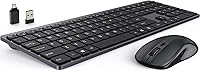 Vista 1 de Combo de teclado y mouse inalámbricos, teclado delgado USB de tamaño completo de 2.4 G con teclado numérico, mouse inalámbrico silencioso