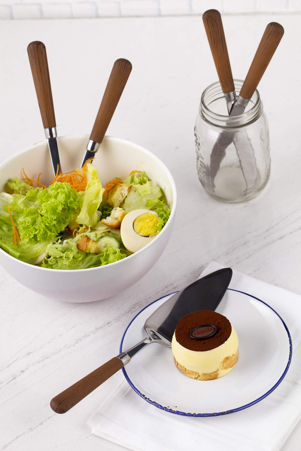 Quid Novi Flatware Corsica Collection - 5-Piece Stainless Steel Serving Set - Medium Brown