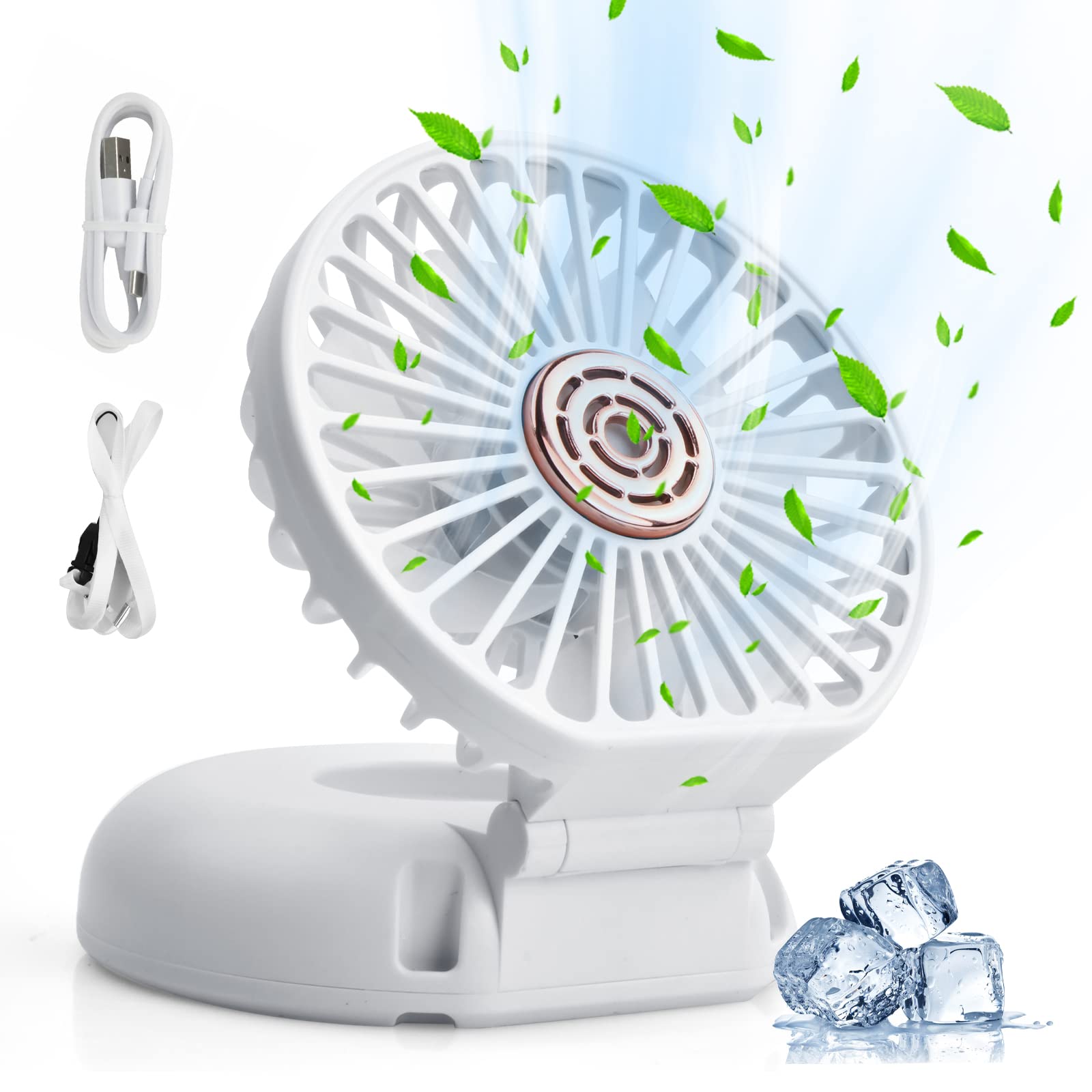 Hoxfly Handheld Fan 3-in-1, Portable Mini Fan, USB Rechargeable Fan with 3  Speeds, Foldable Fan, Desk Fan, Lanyard Fan, Small Hand Held Personal Fans,  Desktop Fans for Outdoor Office School (White) :