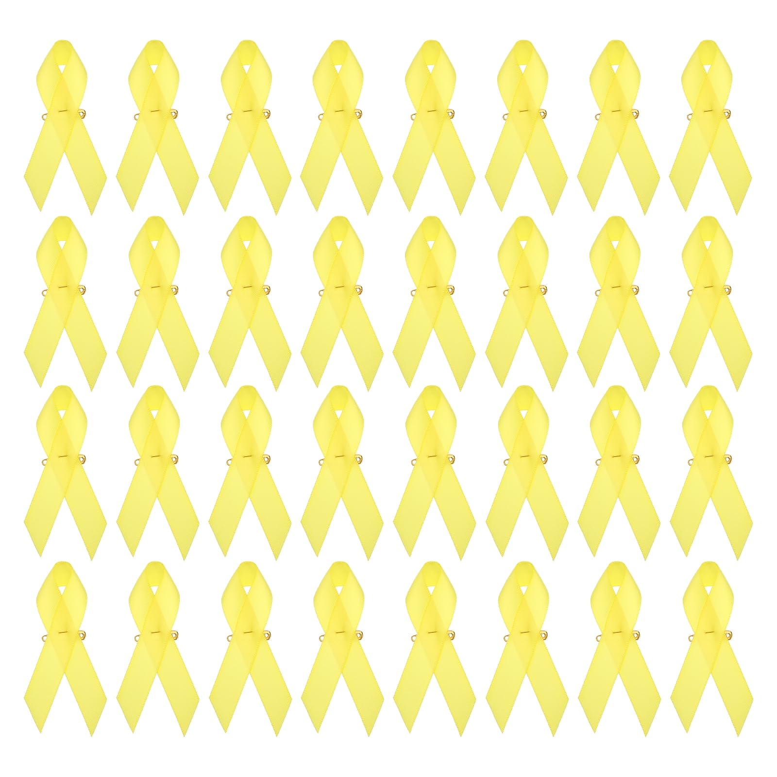 PATIKIL Ribbon Pins, 100Pcs Yellow Awareness Ribbon Satin with Safety Pins for International Day