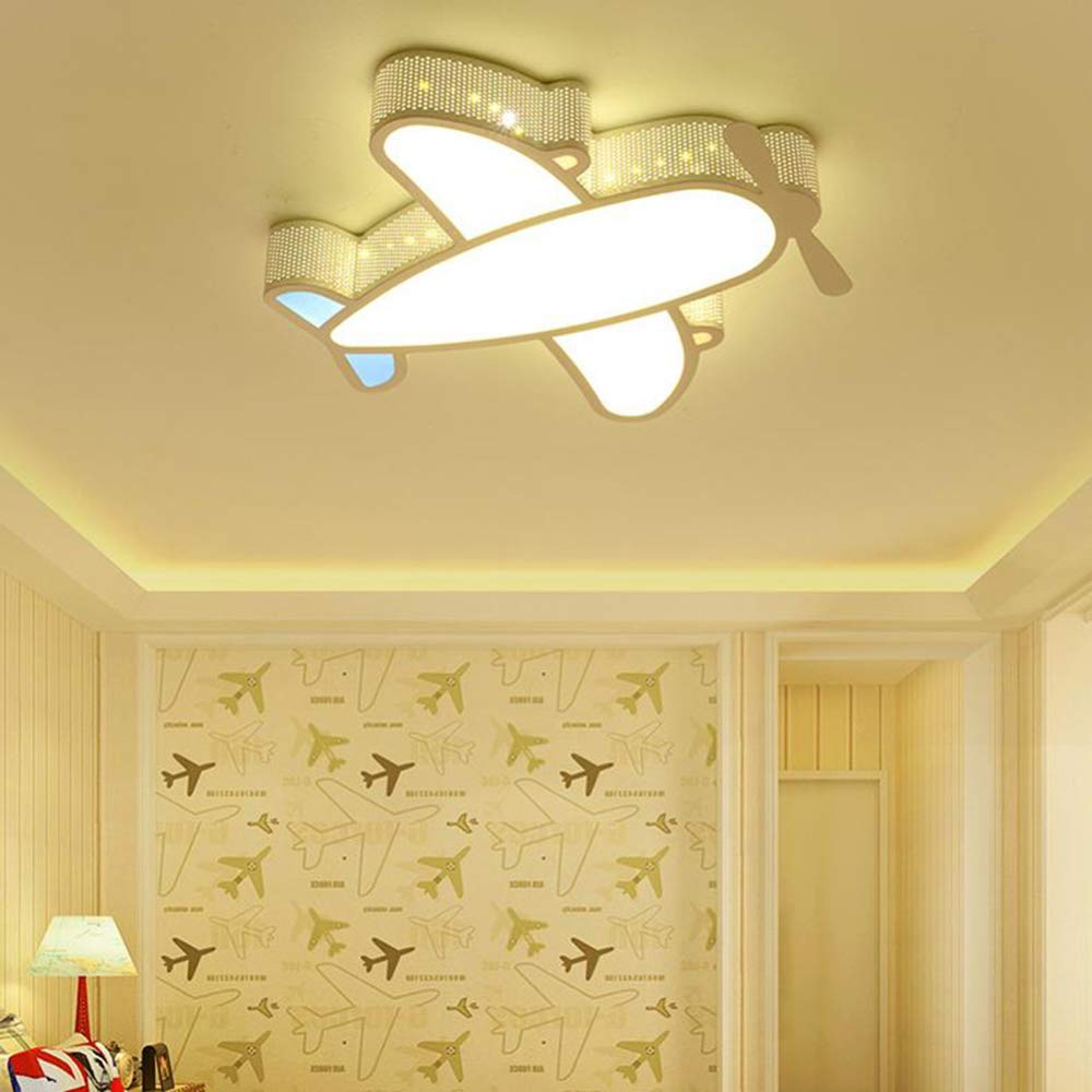 Dibujos Animados Luz De Techo Creativa Habitación Infantil Lámpara LED Regulable Cuidado De Los Ojos Lámpara De Techo para Niños Y Niñas Dormitorios Jardín De Infancia,Aircraft-SteplessDimming