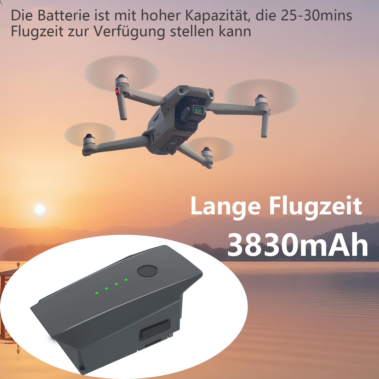 Homesuit Mavic Pro - Batería de repuesto para DJI Mavic Pro Platinum, Alpine, White Drone (2 unidades, 11,4 V, 3830 mAh)