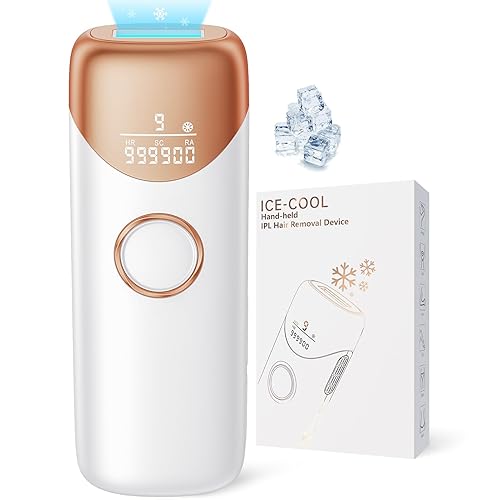 Laser Hair Removal Ubroo IPL Hair Removal Device with 5℃ Ice Cooling, 3 In 1 Painless Hair Removal For Women Men Permanent Face Body Beauty Care (Gold) - Gold