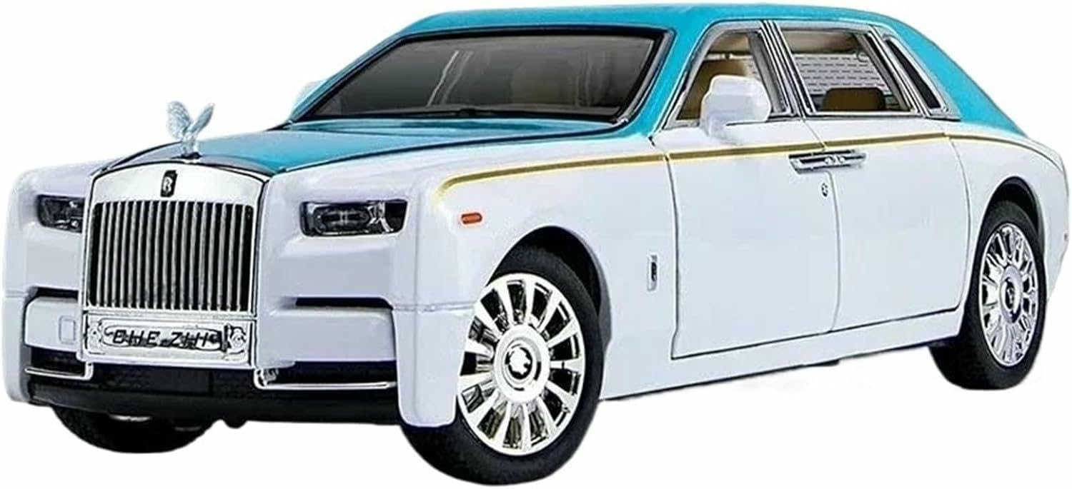 DEAVER Diecast 1:24 For Rolls-Royce For Phantom Scale Alloy Car Models Realistic Pre-Built Finished Vehicle Model Display(Blue 1)