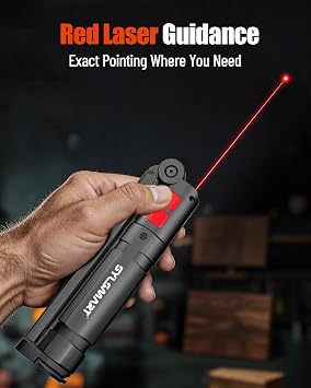 Magnetic Work Light with Red Beam, 1300LM Rechargeable Mechanic Flashlight CRI 95+ True Color, 4600mAh Under Hood Light with Magnetic Base for Car Repair, Garage & DIY
