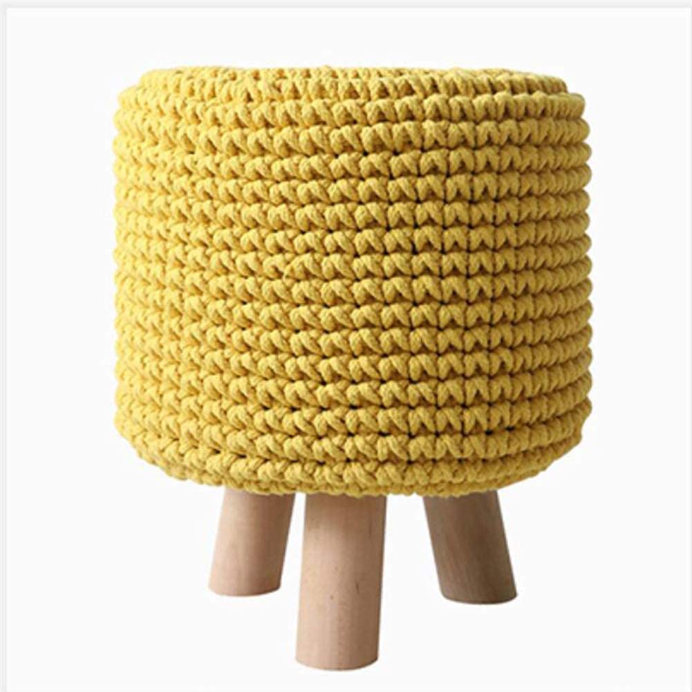 Repose-pieds en bois massif déhoussable et tabouret de salon tressé