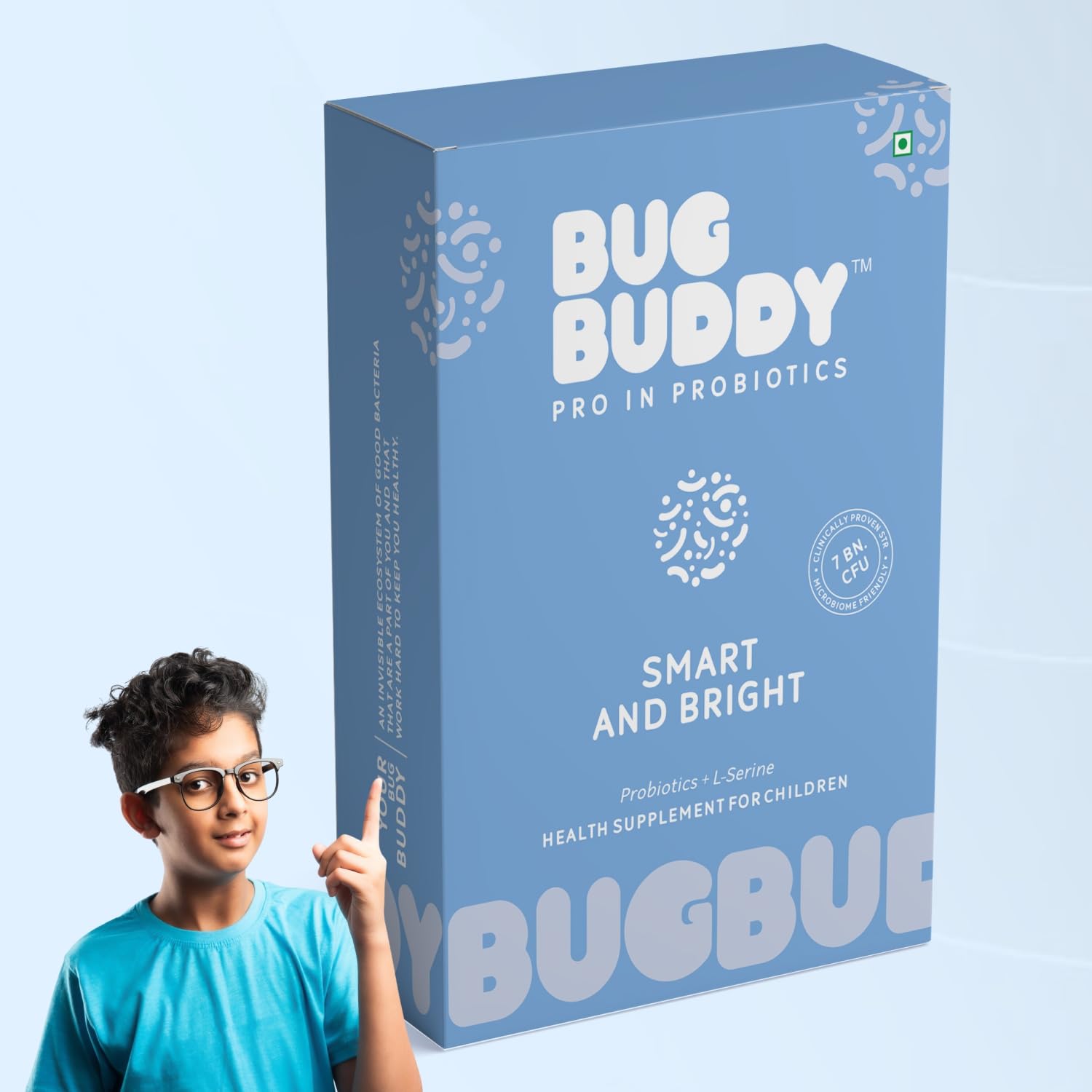 Bug Buddy Smart and Bright | Daily Nutrition For Kids | 7 Billion CFU Probiotics | Brain Development, Gut Health & Immunity Support | 15 Days Pack