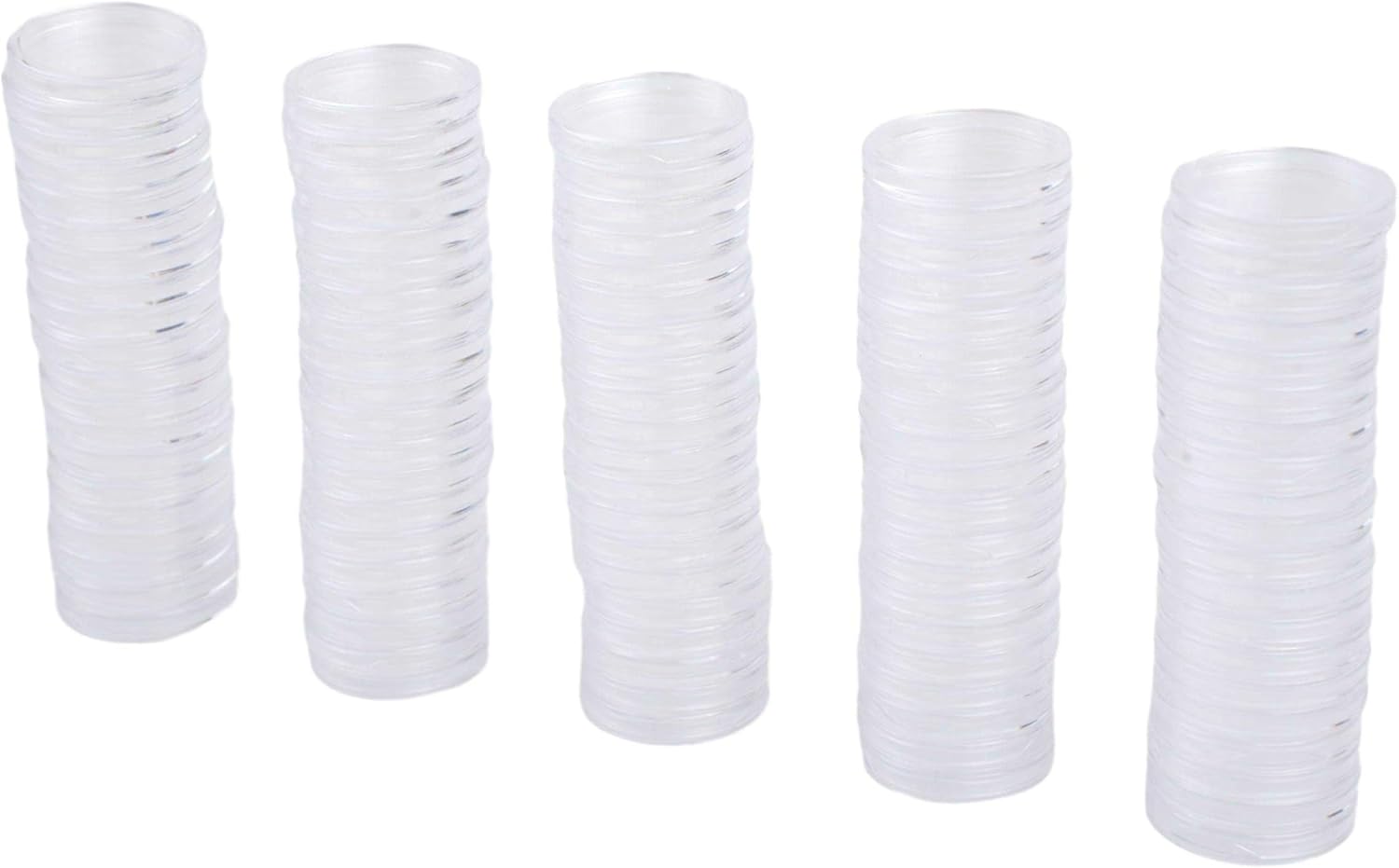 100 Pack 25mm Transparent Coin Capsules for Collecting Tokens and Badges, Clear Plastic Round Storage Holders Cases with Snap Closure, Portable Lightweight Display Containers