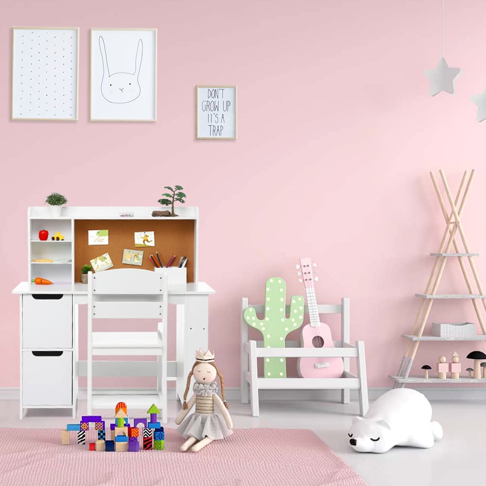 Kinderschreibtisch Set Kinder Schreibtisch Mit Stuhl, Multifunktionaler Kinderlerntisch Mit Ablageflächen, Stauraum & Pinnwand, Jugendschreibtisch Für Kinder Ab 3 Jahren