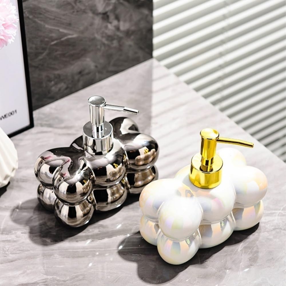 Sope-Spender Leichte Luxus-Händedesinfektionsflasche, Shampoo, Duschgel, Leere Flasche, Waschmittel, Lotion, kreative Spenderflasche, Pressflasche Seifenständer(Silver)