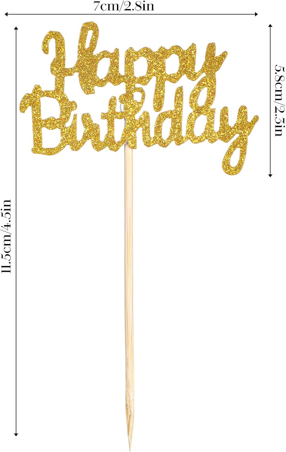 24Pcs Happy Birthday Cupcake Toppers Glitter Cake Topper Sign Gold Anniversary Cake Decoration Picks for Celebrating Birthday Theme Dessert Pastries Decor Party Supplies Christmas