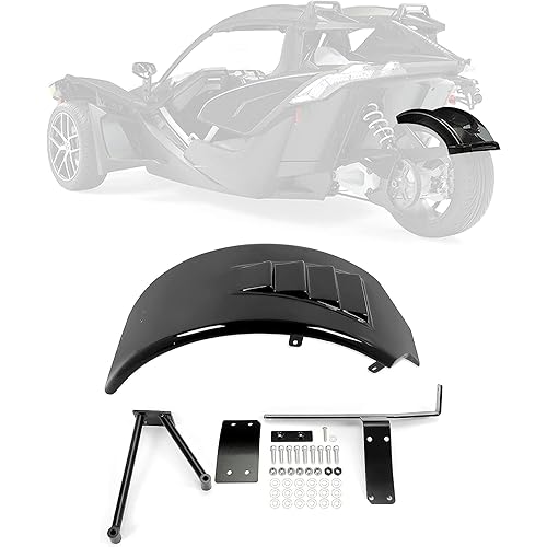 Kojem Rear Fender Compatible with 2015 2016 2017 2018 2019 Polaris Slingshot Base SL SE Model Bagger Hugger Style Fiberglass Painted Black