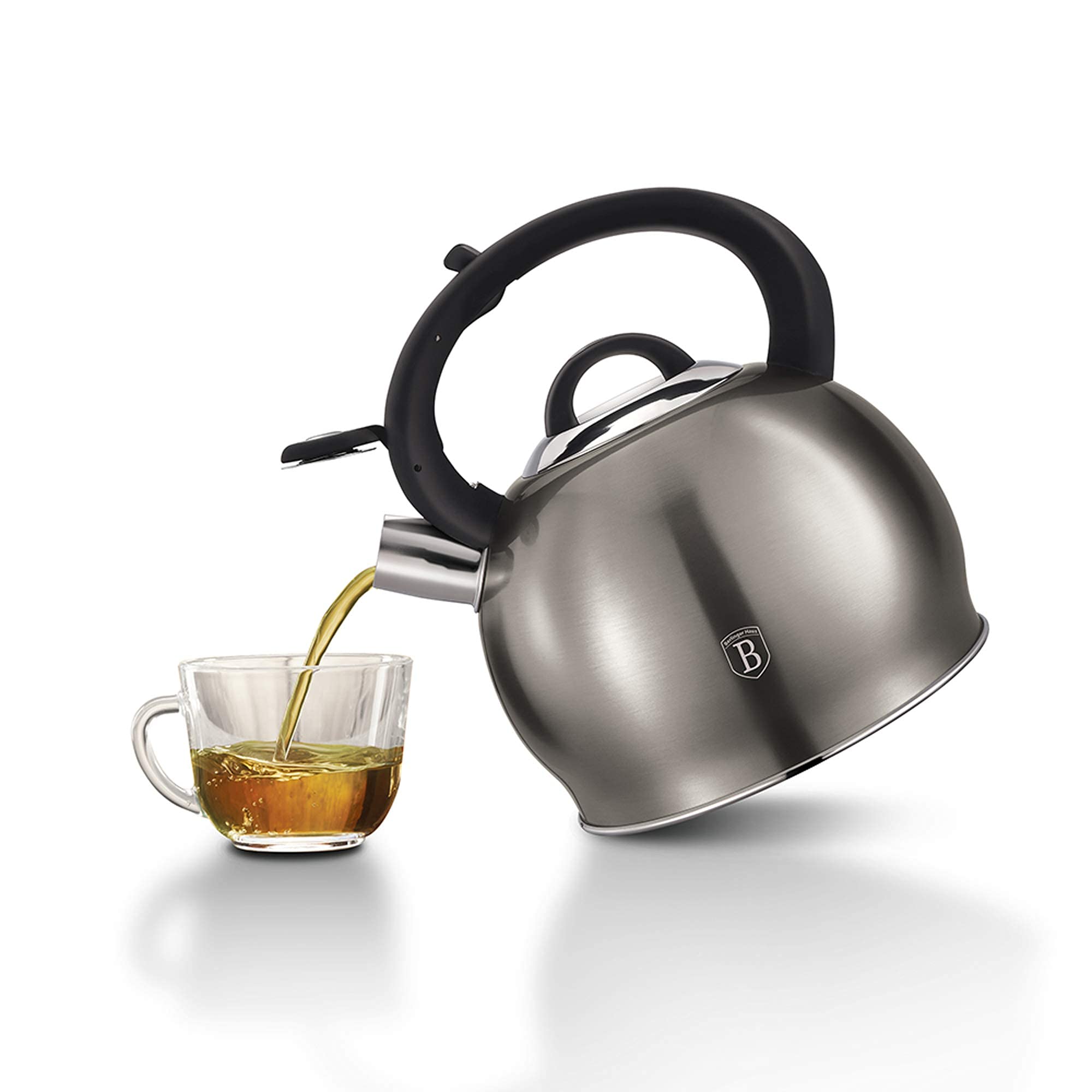 3L Home Stainless Steel Colorful Whistling Stove Top Kettle Kitchen Metallic Electric Induction Tea Pot (Carbon)