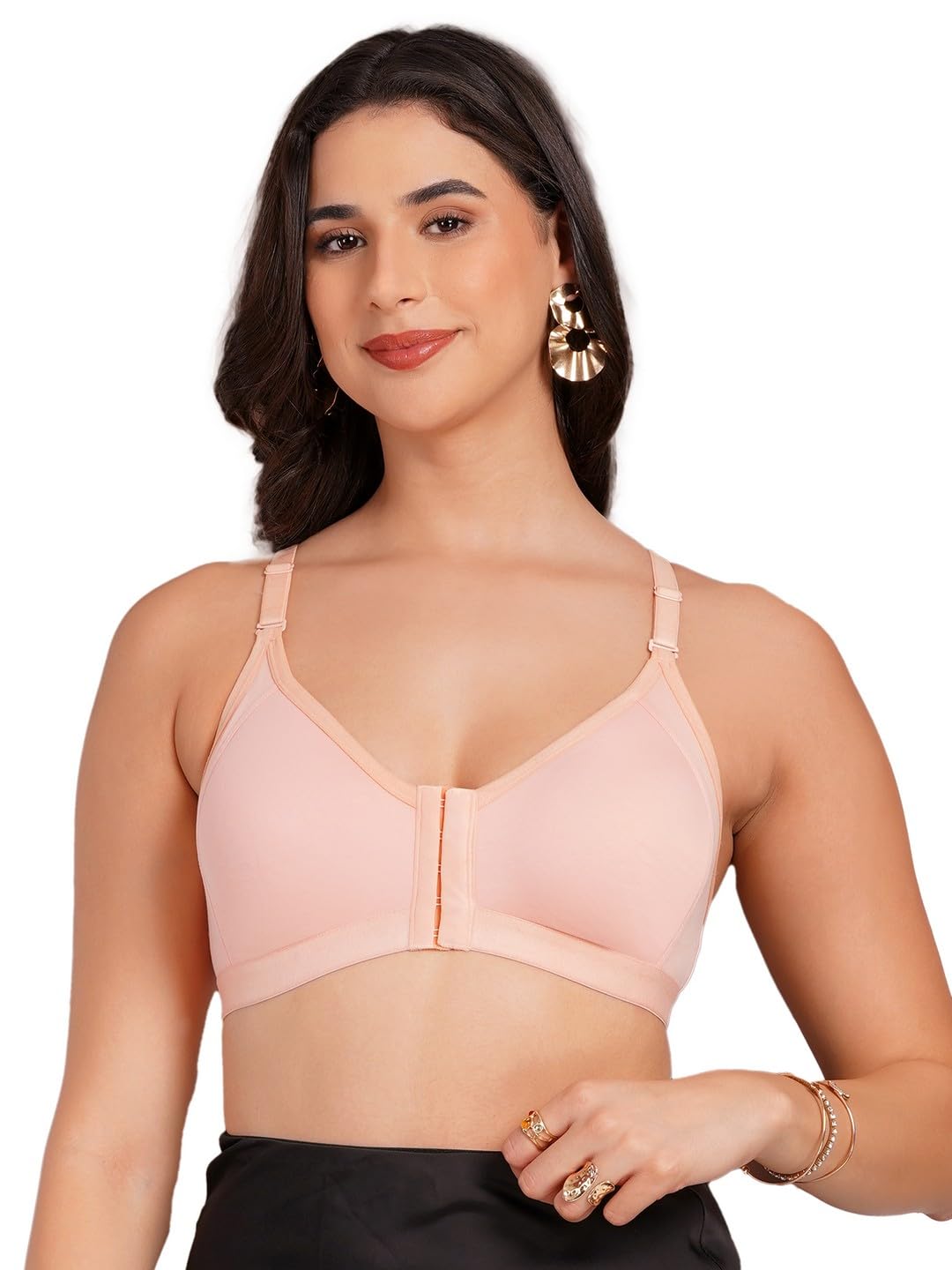 Juliet Women's Full Coverage Non-Padded Front Open Cotton Bra with Detachable Straps-picture-12