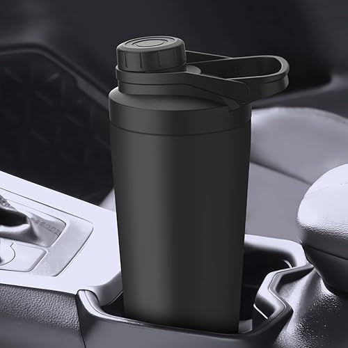 Miniatura 6 de Botella agitadora de acero inoxidable con diseño sin ruido, patentada de 24 onzas con aislamiento de metal, vaso para mezclas de proteínas y