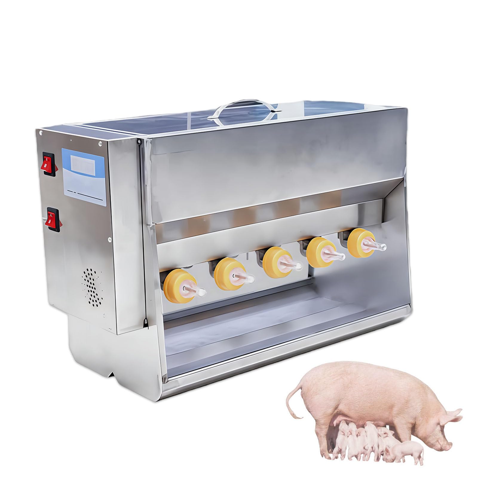 Biberón Automático para Lechones, Biberón para Lechones De Temperatura Constante, Estación De Alimentación De Silicona para Lechones De Tetina 10/14, Apto para Granjas Y Pastos. 10Nipples