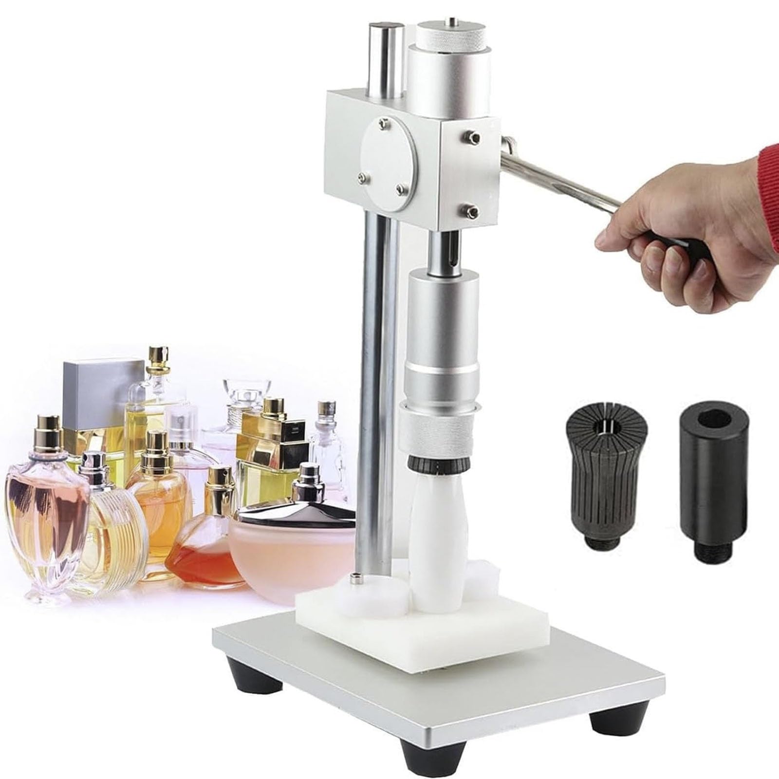 asdchZen Manual Perfume Capper, 2-In-1 Aluminum Crimper And Sealing Machine For Spray Bottles, Height Adjustable For Secure Caps (13Mm)