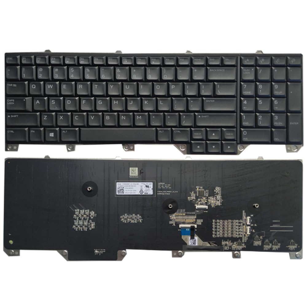 New RGB US Keyboard for Dell Alienware M17 R5 P38E Area-51M A51M 0WYFCV 0FNF7F NSK-EYBBC with Backlight (Black)