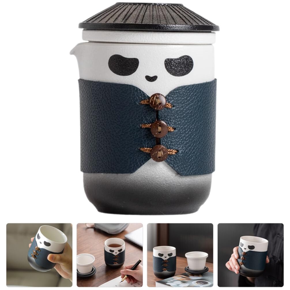 Luxshiny Tazza Di Ceramica Tema Panda Con Filtro Tazza Da Tè in Porcellana in Ceramica Adatta Per Tè Verde e Uso Domestico