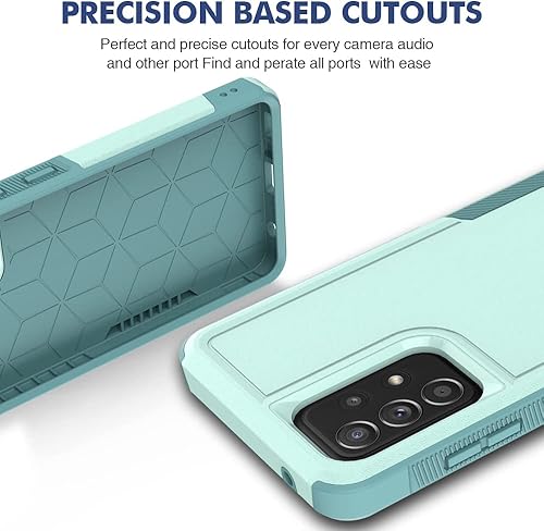 Miniatura 5 de Jeylly Funda 3 en 1 para Galaxy A52 5G con 2 protectores de pantalla híbridos de policarbonato duro + soporte de parachoques suave, carga