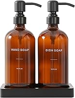 Vista 1 de Juego de dispensador de jabón ámbar Prus Waso, dispensador de jabón para fregadero de cocina con bomba de acero inoxidable negro, perfecto