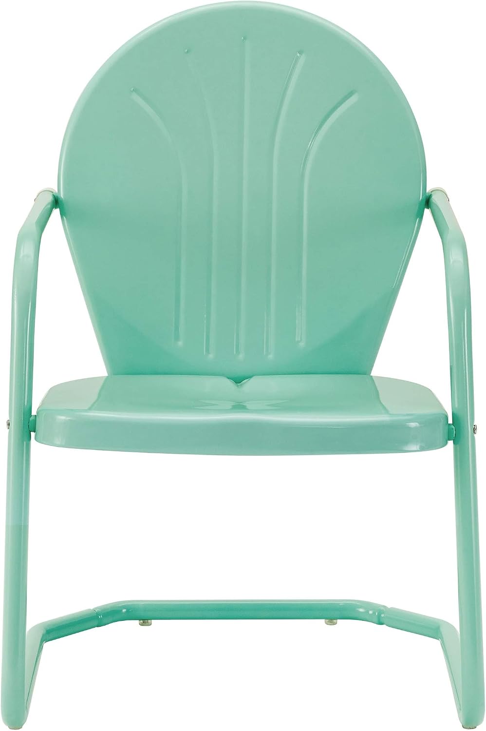 Pemberly Row Modern 3 Piece Metal Patio Conversation Set, Aqua Gloss Finish, 100% Steel, Includes 2 Armchairs with Cantilever Base and Round Backs, 1 Pedestal Table, Weatherproof Outdoor Furniture