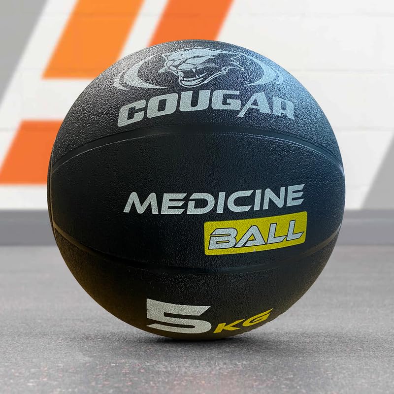 Image of COUGA High Grip Rubber Moulded Medicine Ball Without Handle for Crossfit, Exercise & Fitness, Strength & Conditioning Exercises (5 KG, Black)