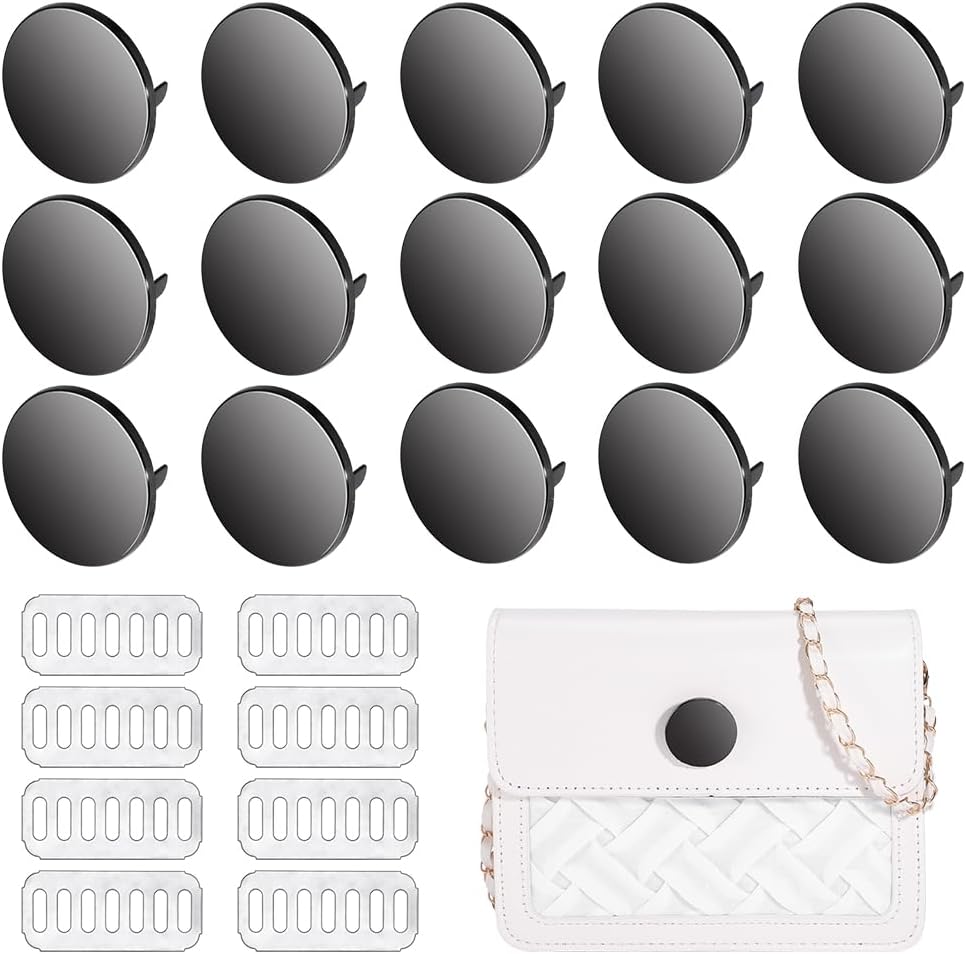 PH PandaHall 16 Sets Label Tags 1.2inch Blank Bag Labels Flat Round Stamping Tags Metal Blank Name Markers Golden Logo Labels with Shims Alloy Purse Tags Label for Clothes Bag Making Sewing Crafts