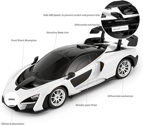 Miniatura 4 de RASTAR Juguete a control remoto, McLaren Senna 124, auto de juguete McLaren para niños, color blanco