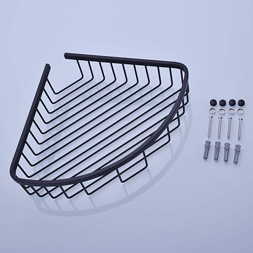 Miniatura 7 de orhemus Cesta de ducha de acero inoxidable 304, organizador de baño, organizador de pared, acabado chapado en negro mate, resistente